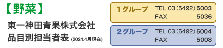 品目別担当者表[野菜]